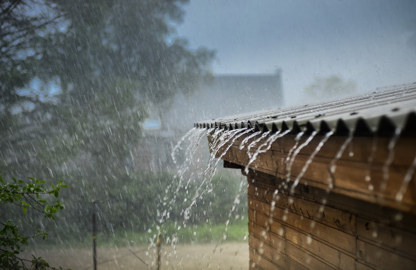 raining running off of roof